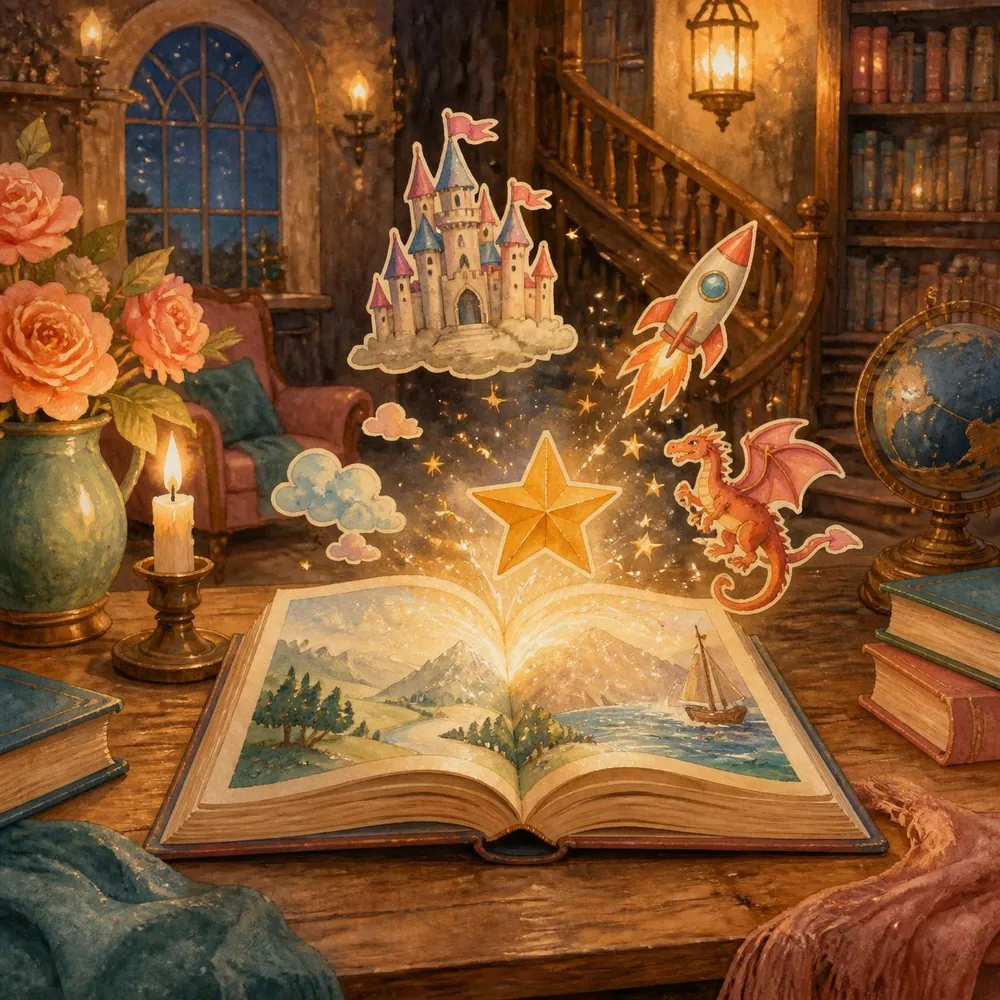Your Child Is the Star: an open personalized storybook with a star rising from its pages